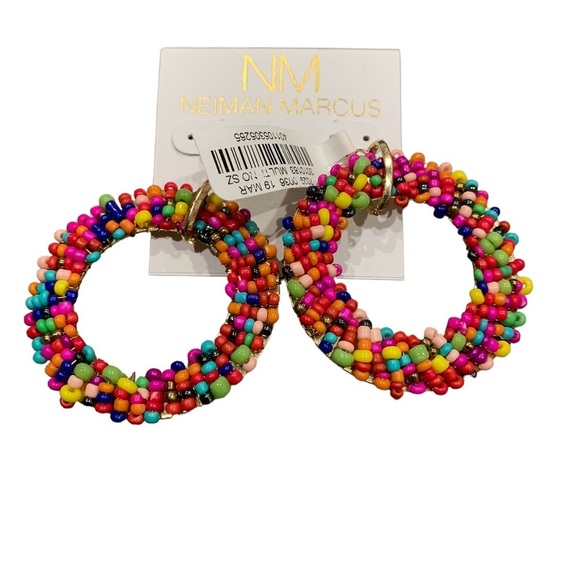 Neiman Marcus | New Beaded Hoop Earrings New With Tags NWT - Picture 6 of 6